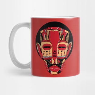Red and Cream African Mask No 3 Mug